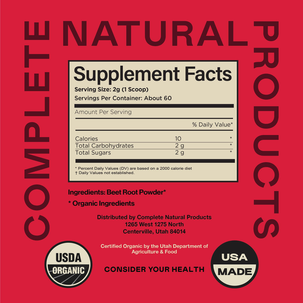 Complete Natural Products beet root powder scoop for quick add-ins.