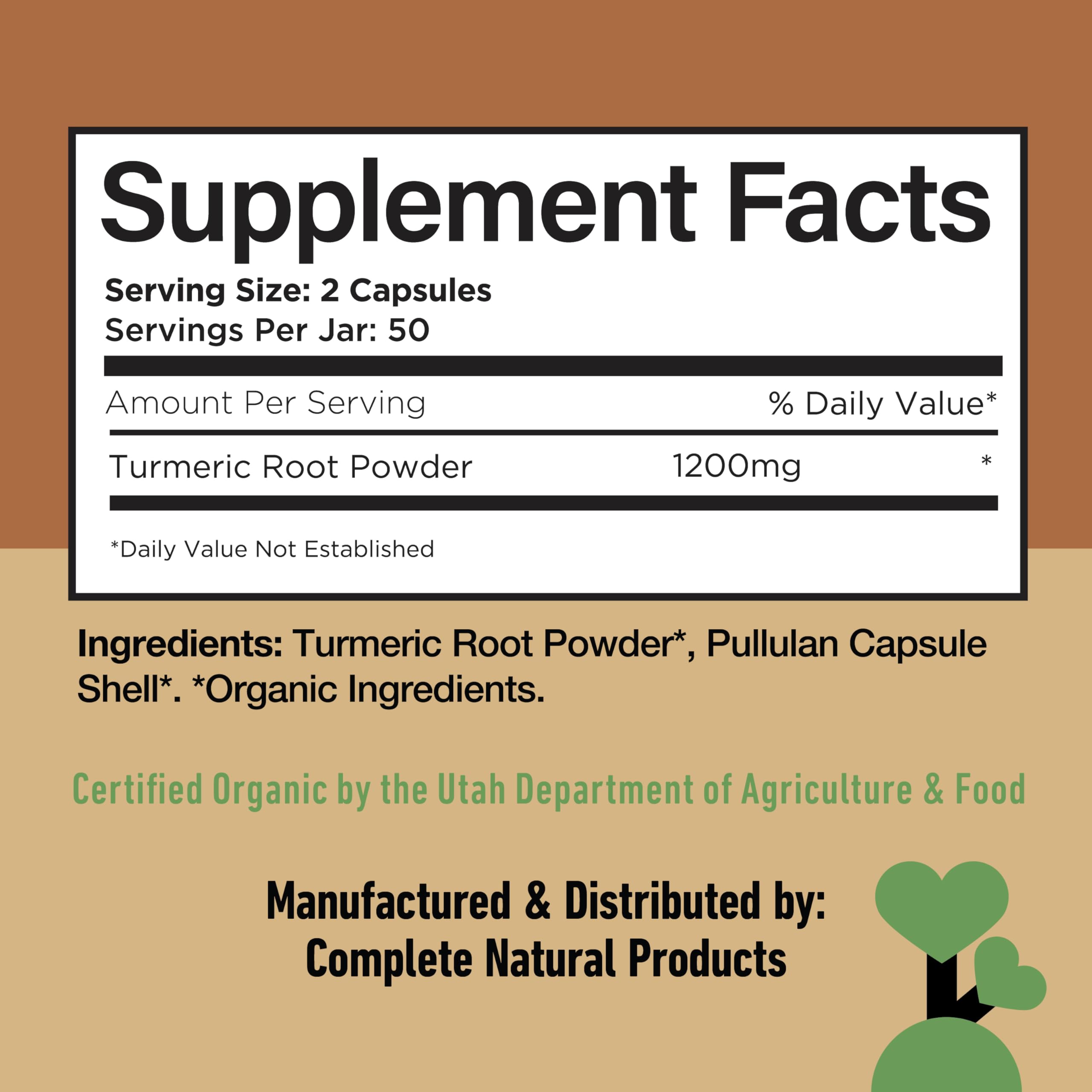 Complete Natural Products cúrcuma 600 mg, toma diaria en formato cápsula