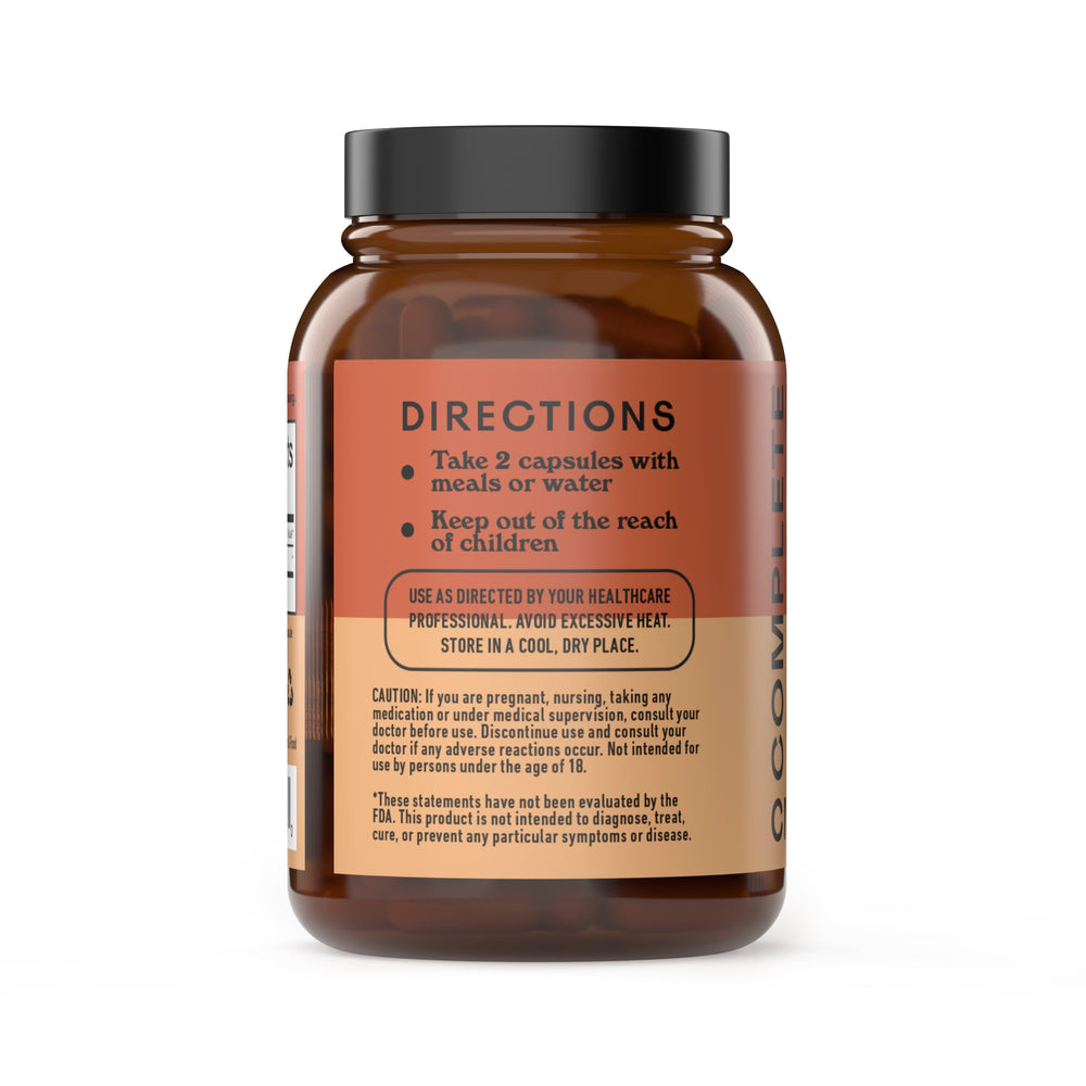 Complete Natural Products cúrcuma 600 mg, etiqueta frontal clara para selección consciente