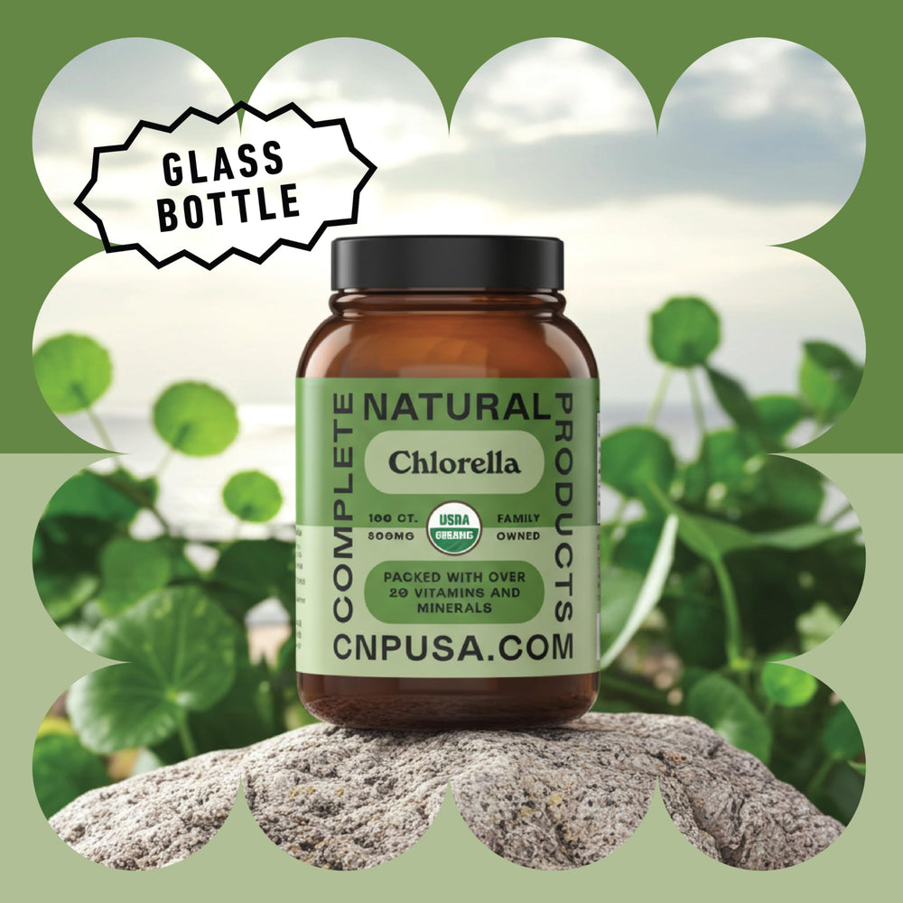 Complete Natural Products green algae superfood capsules displayed as everyday supplement.