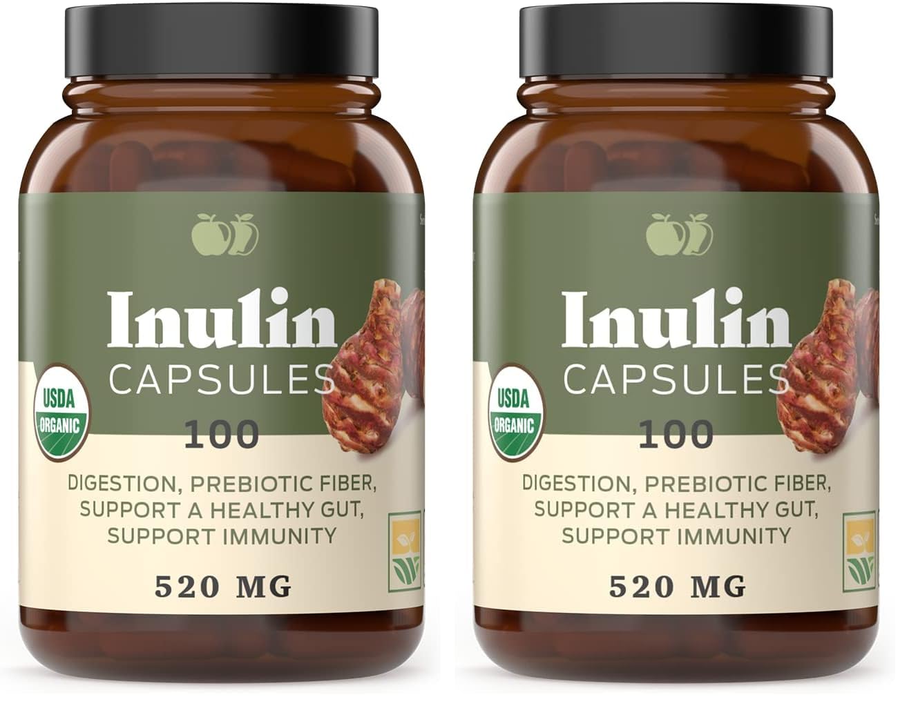 Complete Natural Products inulin capsules bottle front, supports daily fiber intake.
