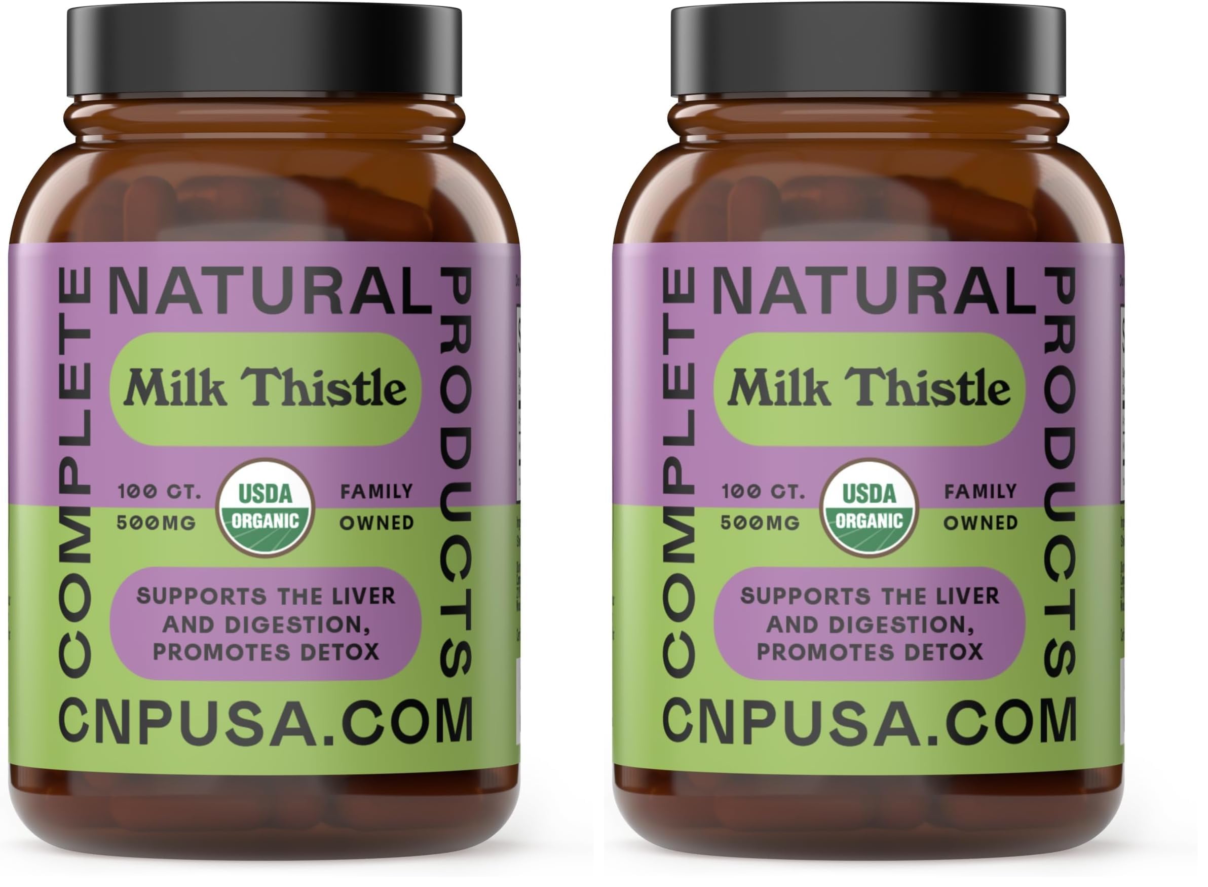 Complete Natural Products milk thistle capsules bottle front for daily supplement routine