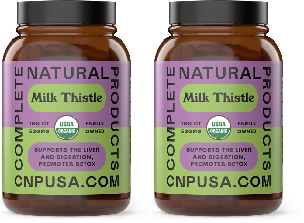 Complete Natural Products milk thistle capsules bottle front for daily supplement routine