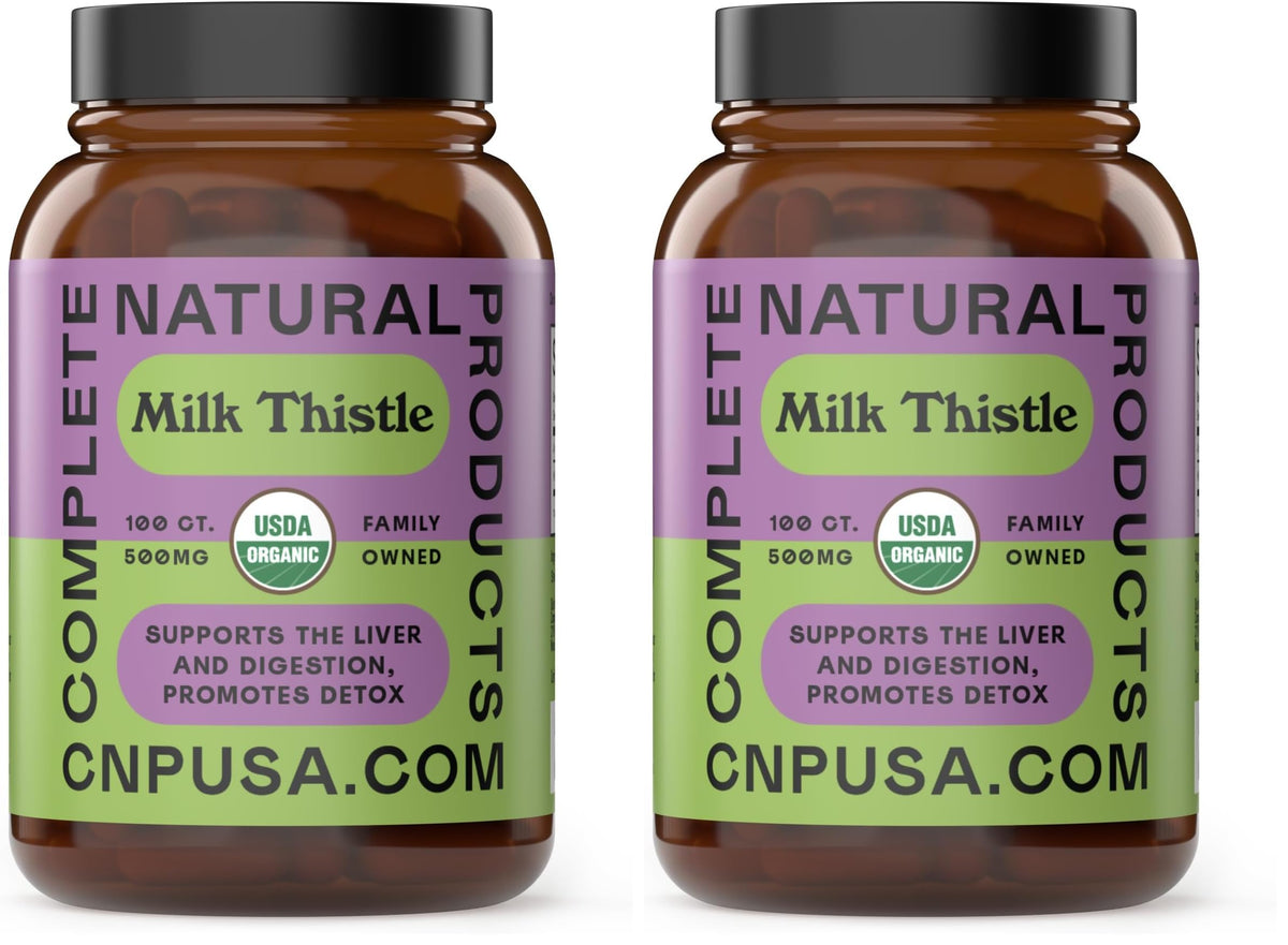 Complete Natural Products milk thistle capsules bottle front for daily supplement routine