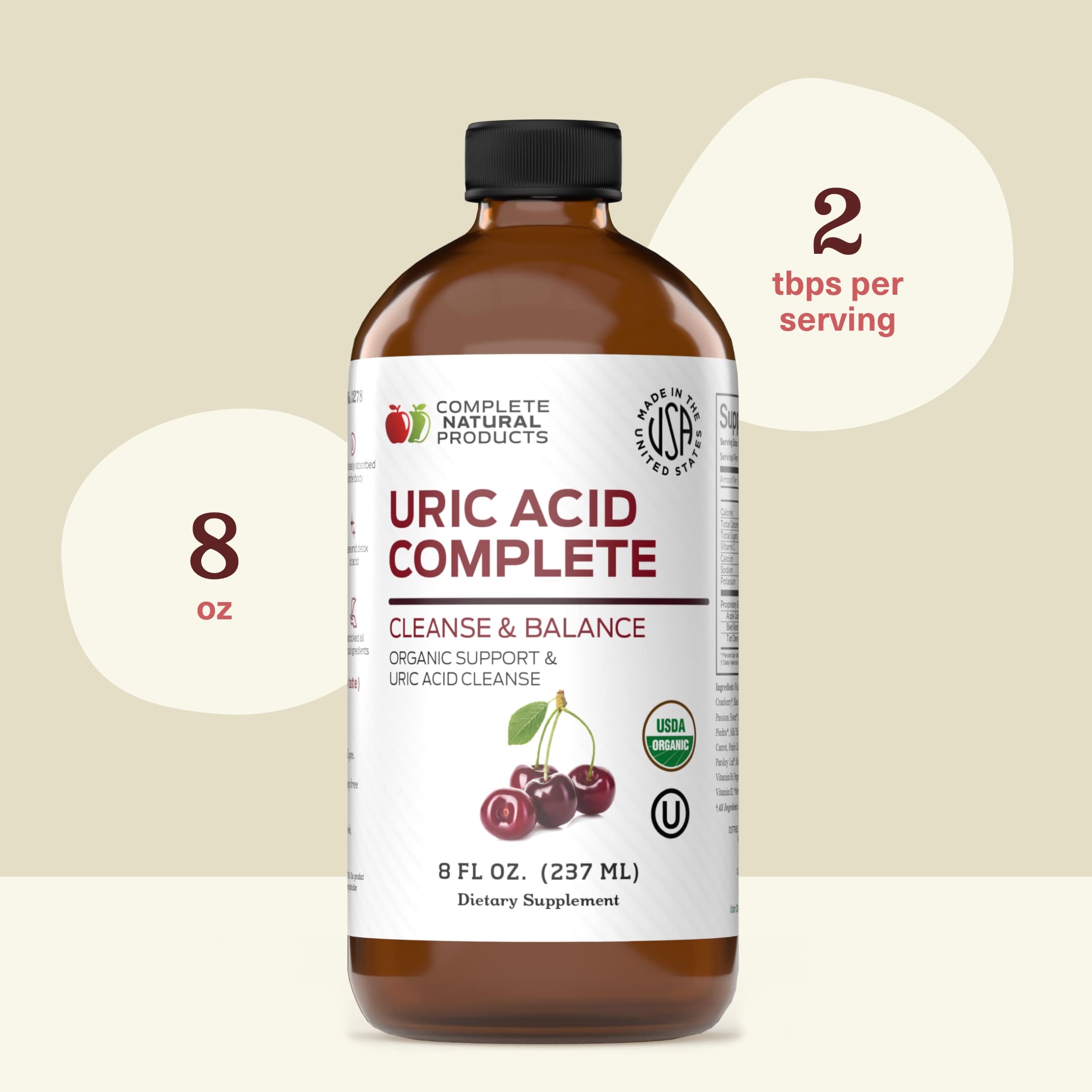 Apple cider vinegar ingredient visual inside Complete Natural Products Uric Acid Complete