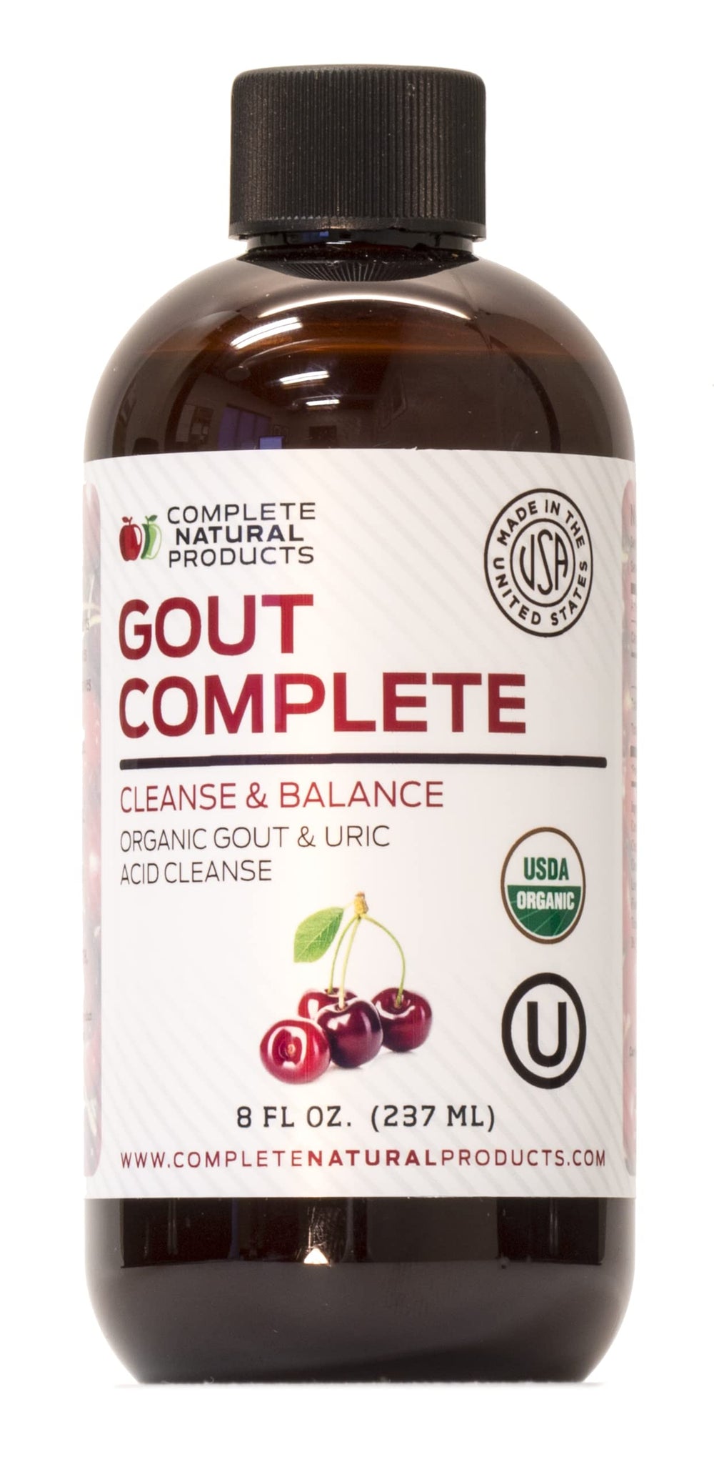 Complete Natural Products Uric Acid Complete bottle front with clear daily dosage for use