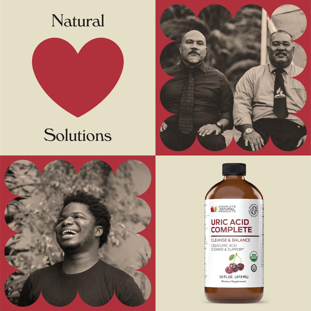 Complete Natural Products Uric Acid Complete image highlighting tart cherry components for natural wellness