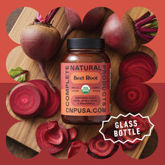 Complete Natural Products vegan, non-GMO beet root capsules offer plant-based convenience.
