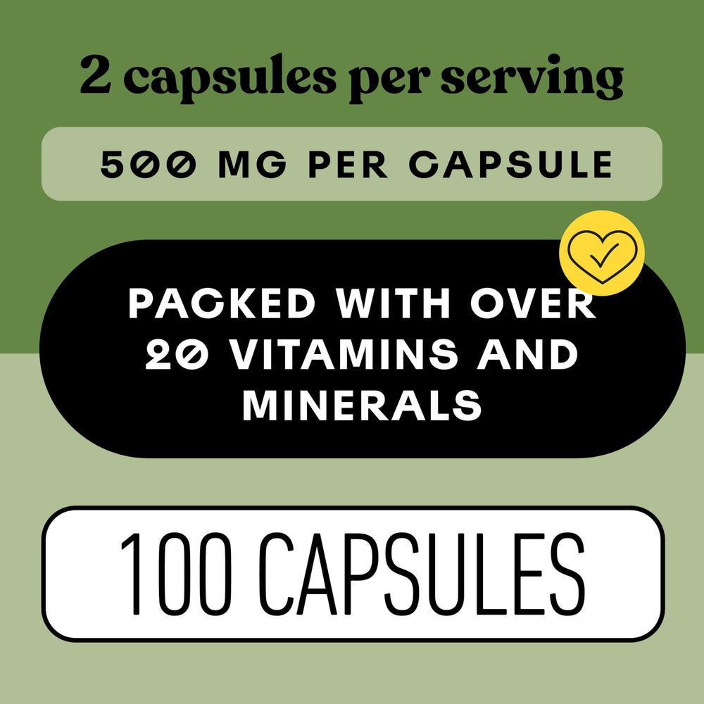 Complete Natural Products ingredient panel shows Vitamin B12 and chlorophyll-rich content.