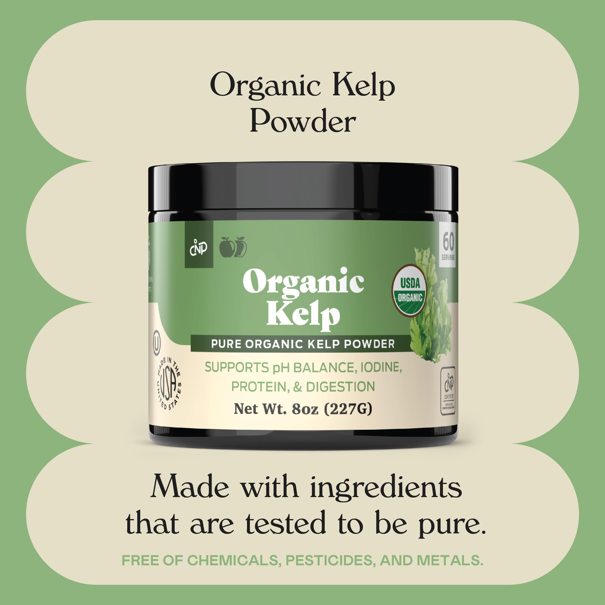 Complete Natural Sea Kelp Powder tea view – versatile for beverages and recipes.