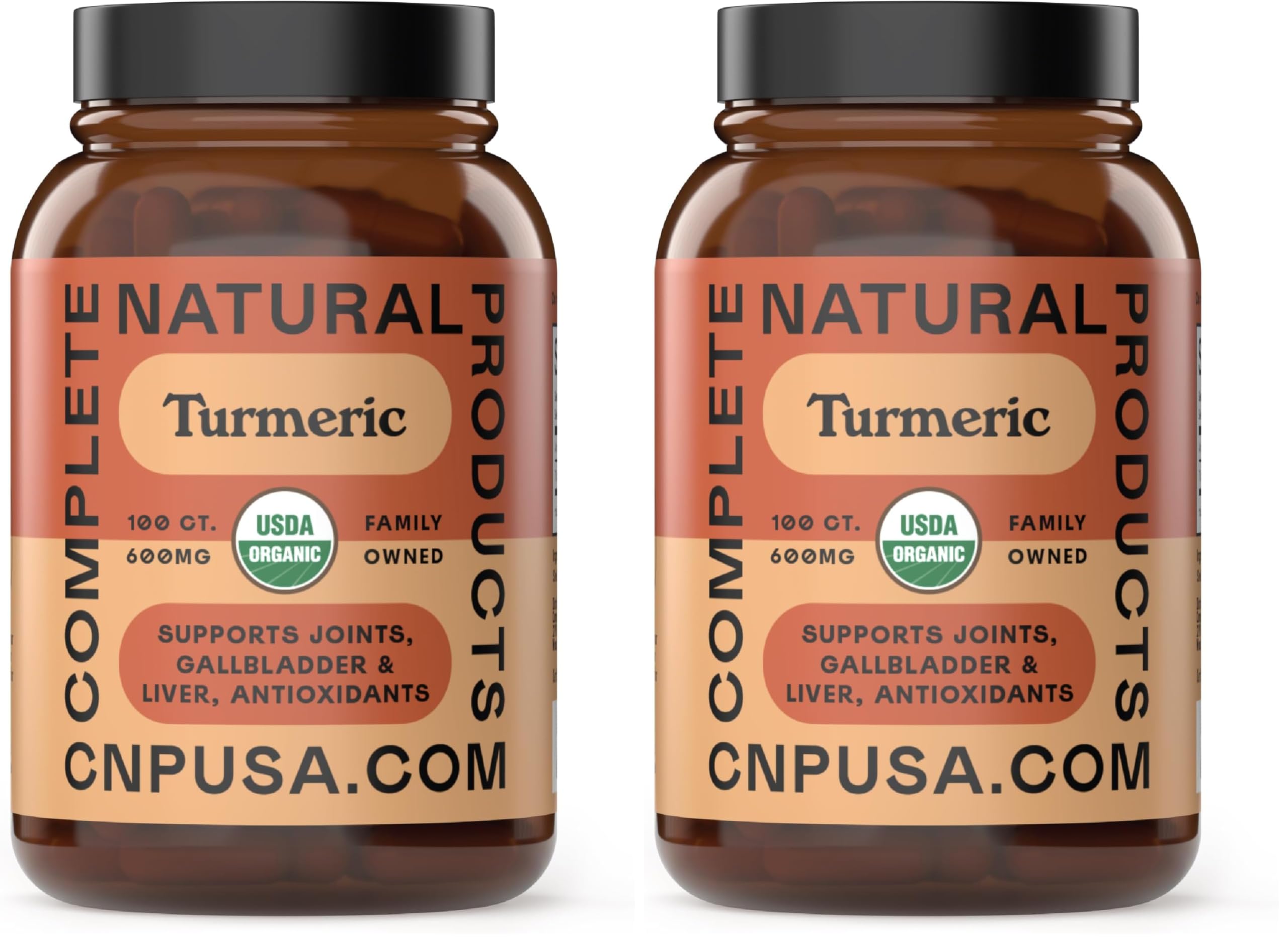 Complete Natural Products Organic Turmeric Capsules bottle front for daily wellness.