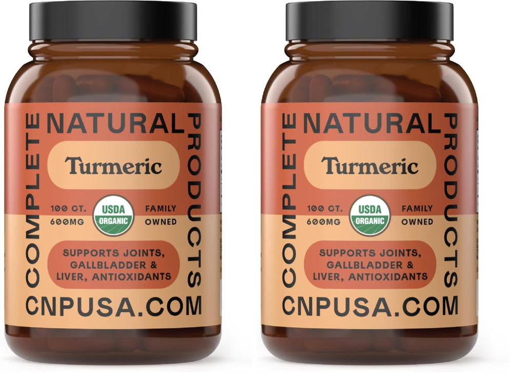 Complete Natural Products Organic Turmeric Capsules bottle front for daily wellness.