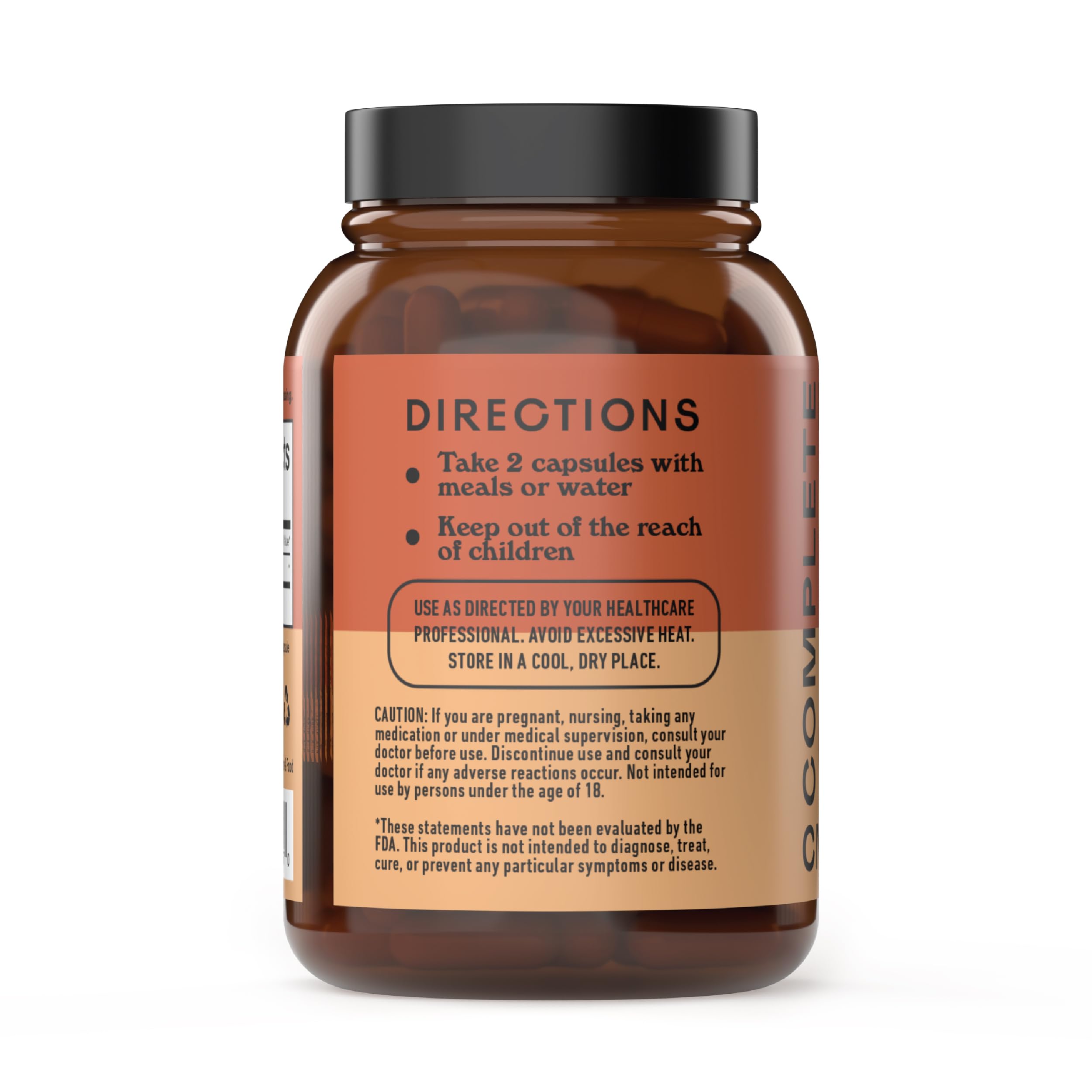 Complete Natural Products Organic Turmeric Capsules capsules close-up shows 600mg strength.