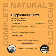 Complete Natural Products Organic Turmeric Capsules pack-of-two bottles signals value for long-term use.