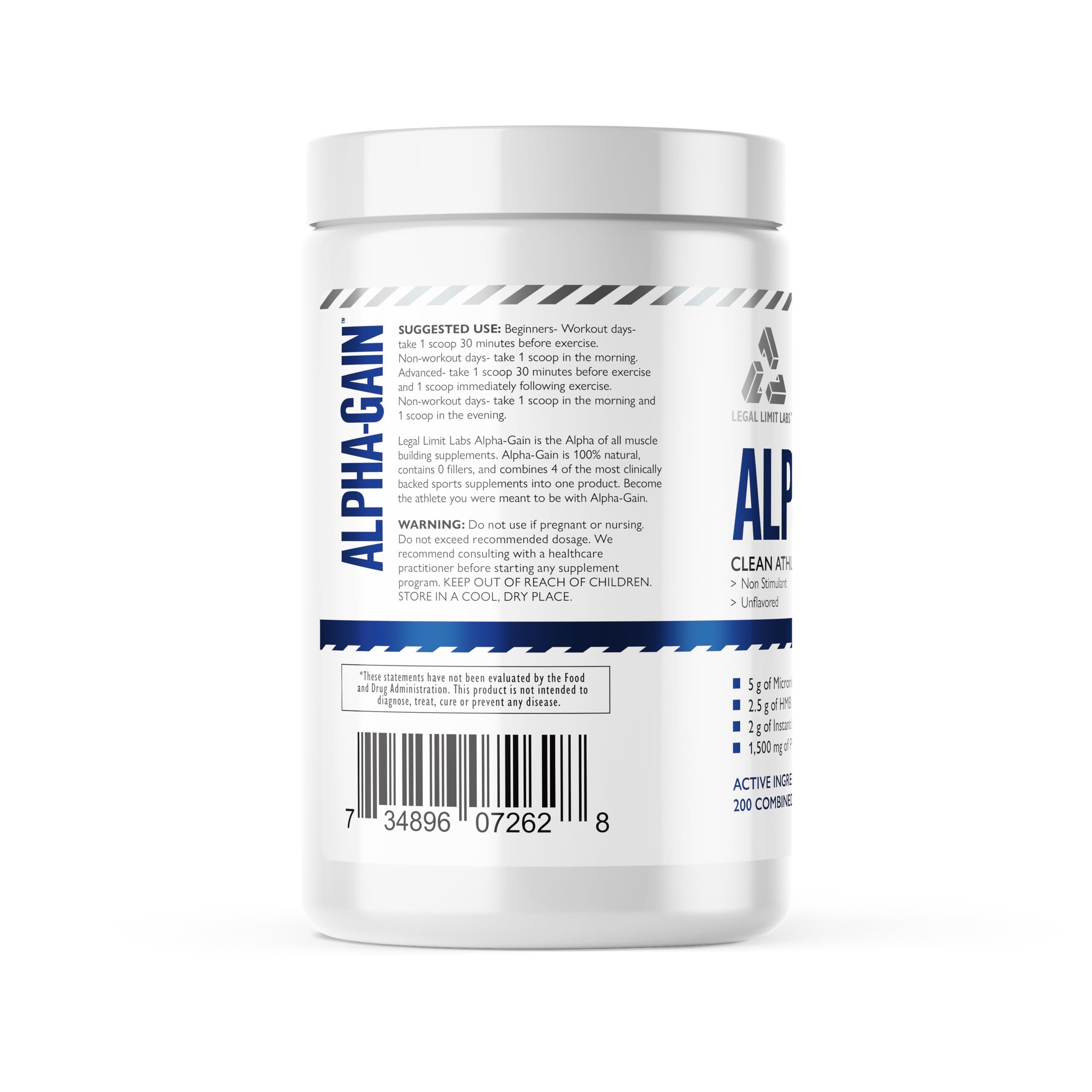 Complete Nutrition Alpha Gain serving scoop ready, illustrating easy daily dosing.