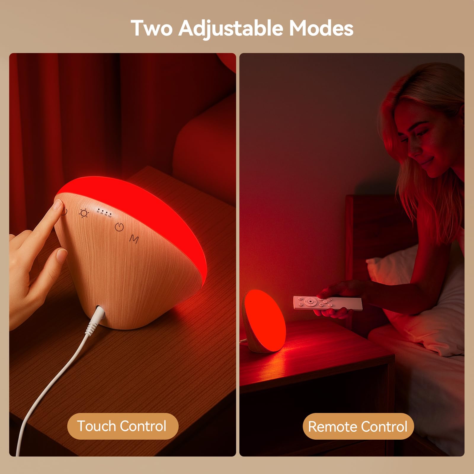 COMSYNC remote control enables easy brightness and timer changes from bed or chair