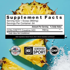 CON-CRET Creatine HCl powder mixed in a glass for fast, smooth dissolution