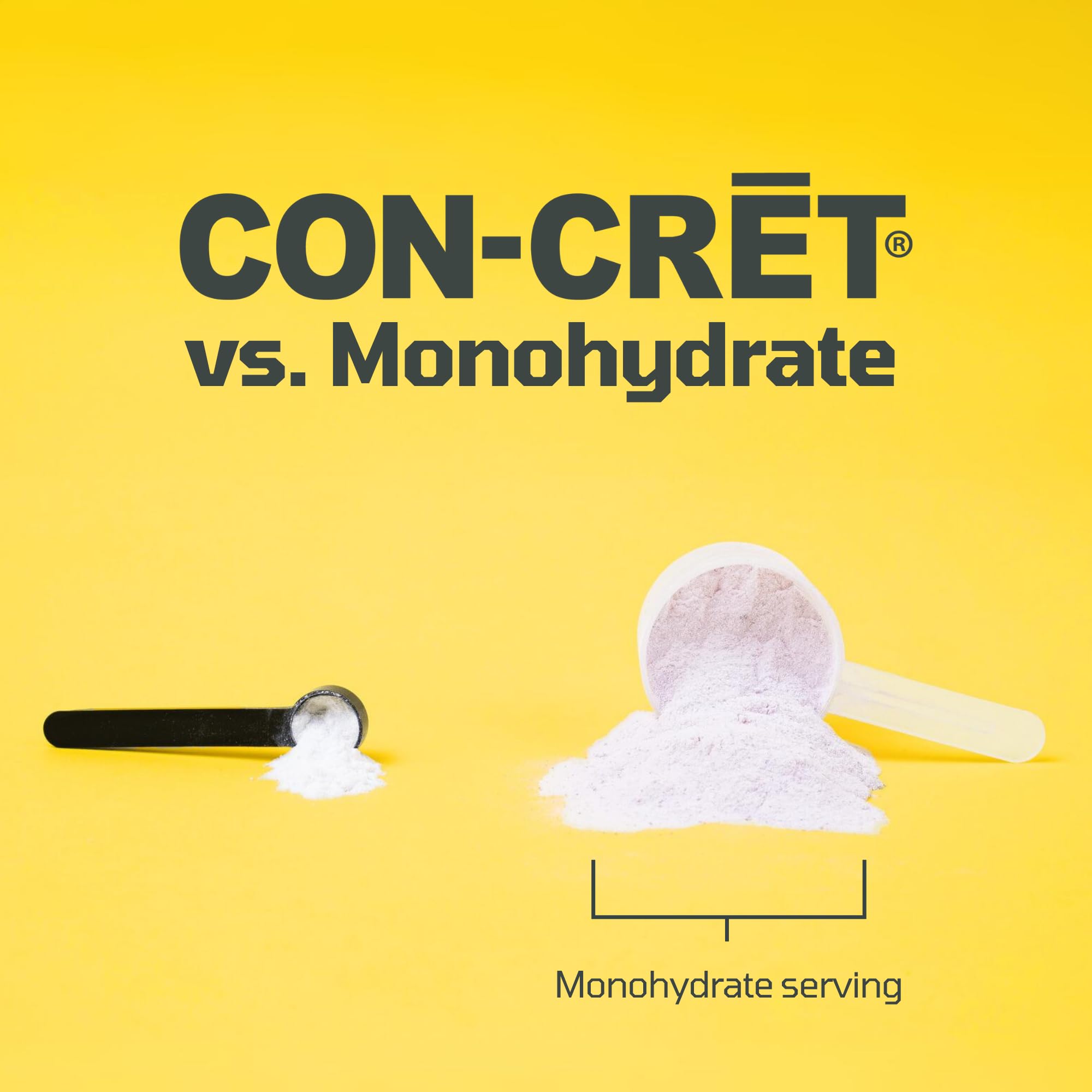 CON-CRET Creatine HCl scoop measuring for accurate dosing