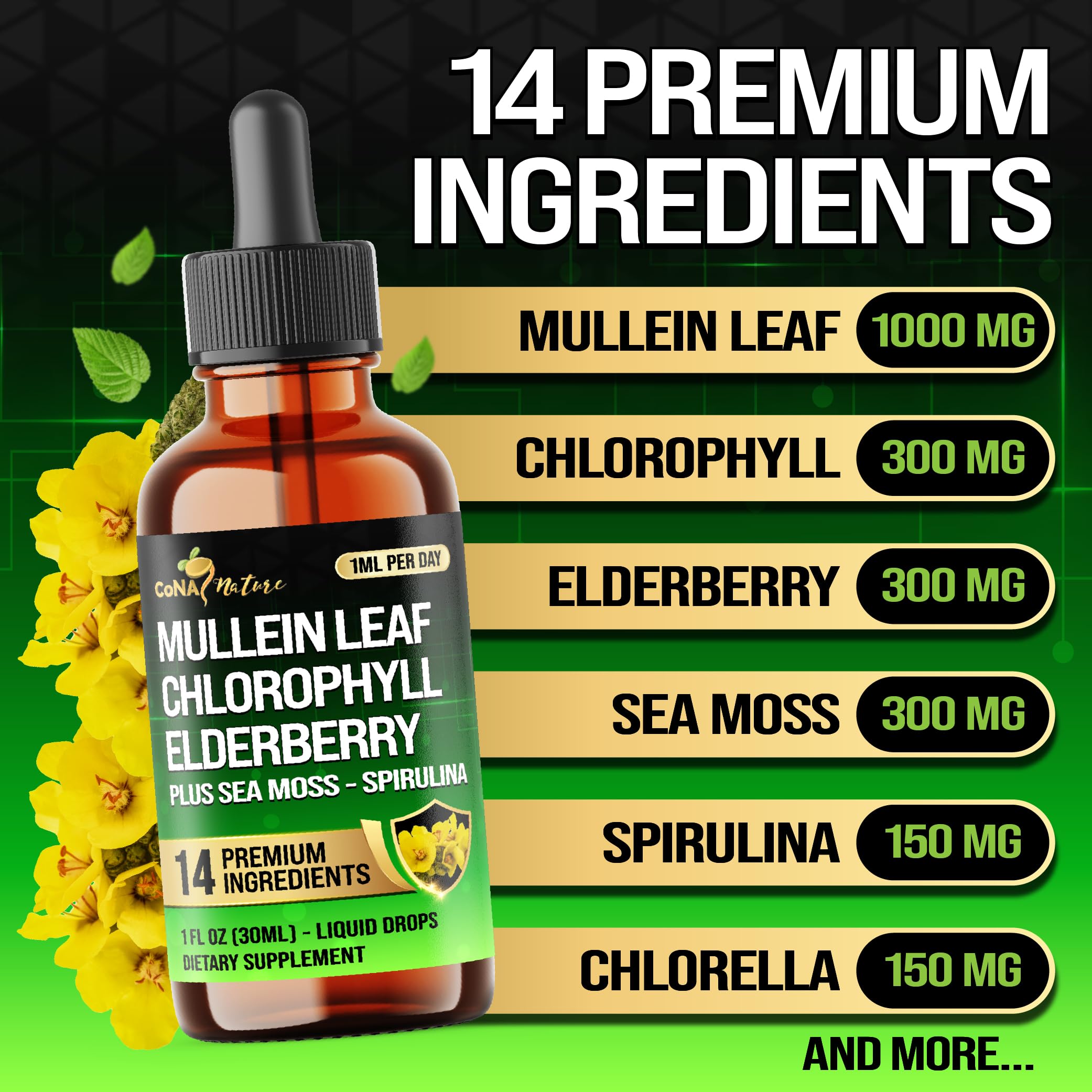 Cona Nature daily-dose dropper showing 1 ml measurement.