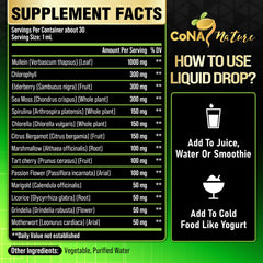 Cona Nature 14in1 drops ingredients include elderberry and sea moss.