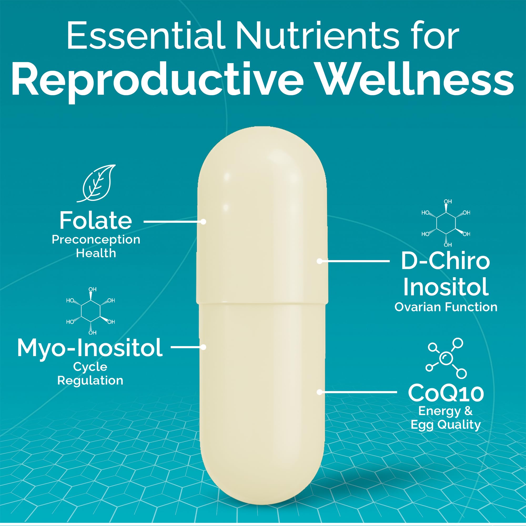 Conceive Plus ingredients panel shows ginger, folate, and CoQ10 for reproductive health.