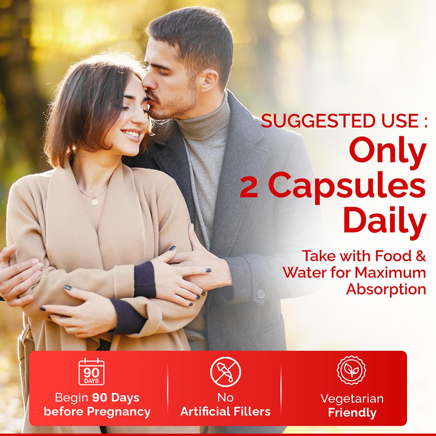 Motility scene featuring Conceive Plus supplements and a glass of water