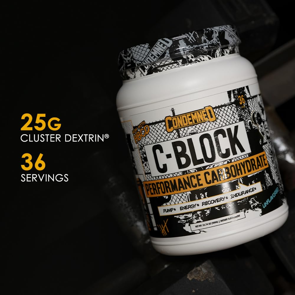 Condemned Labz C-Block powder scoop highlighting portable glycogen support during training