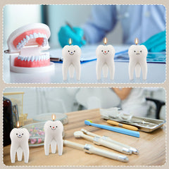 Conelist dental office decor candle enhances reception area with modern tooth motif.