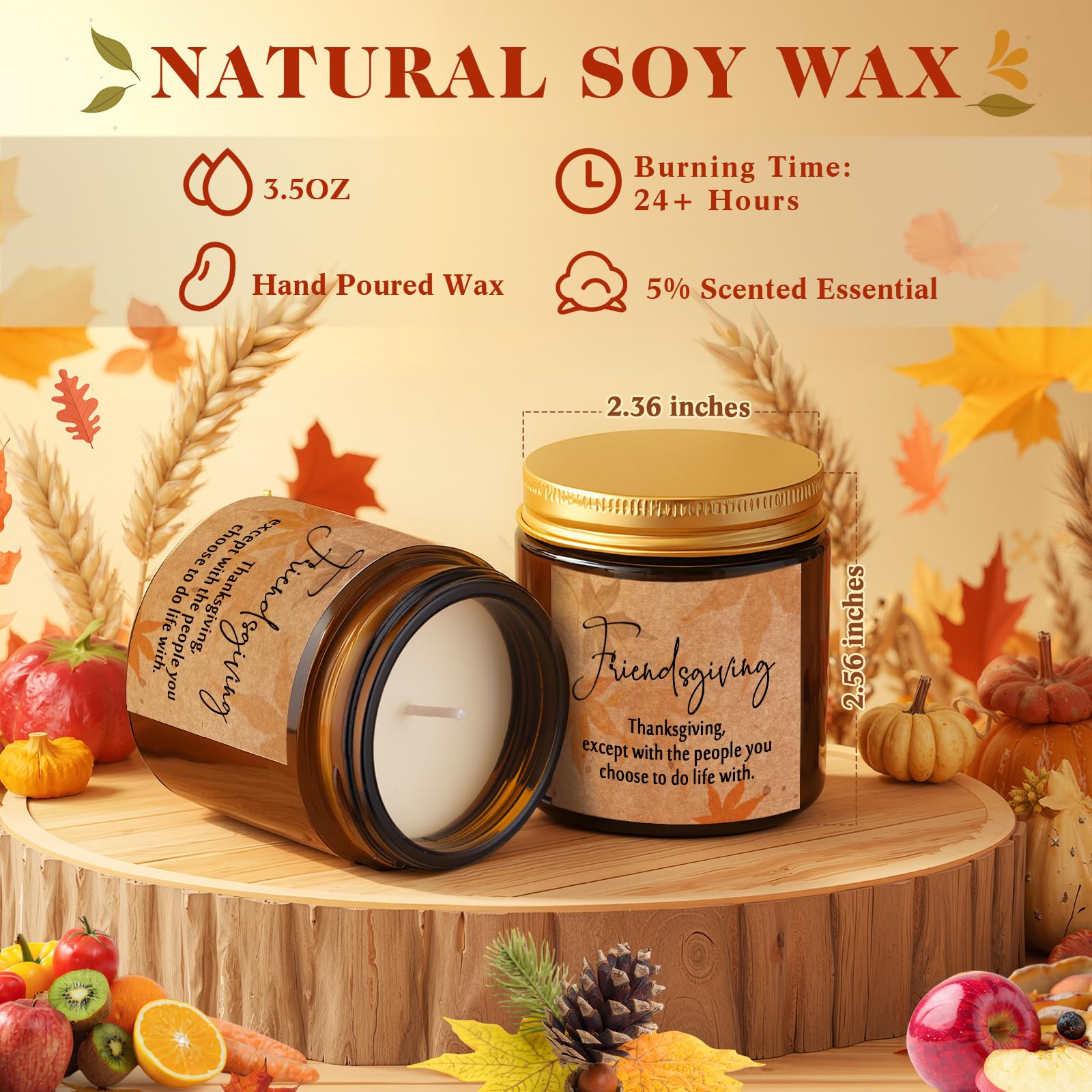 Conelist pumpkin spice candle in amber jar for warm seasonal mood.