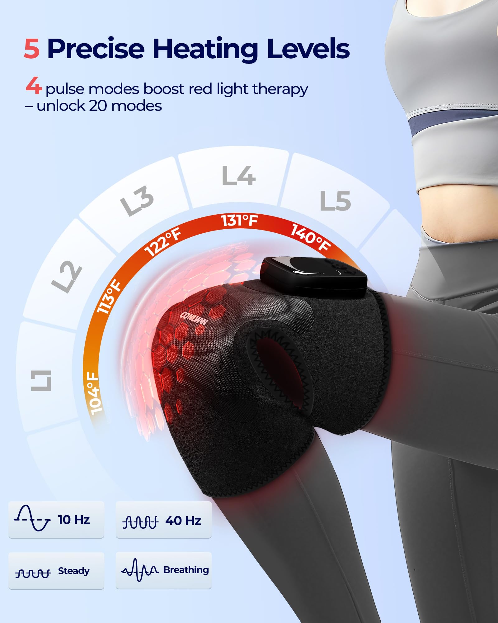 Conlwin rodilla con 6 ritmos de vibración para adaptar tu rutina