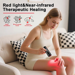 Connova infrared flashlight knee treatment demonstrates deep warmth for joints