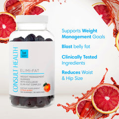 Consult Health ELIMI-Fat 120-count gummies in a jar for convenient weight management