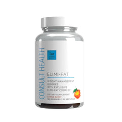Consult Health ELIMI-Fat bottle front with citrus gummies for daily use
