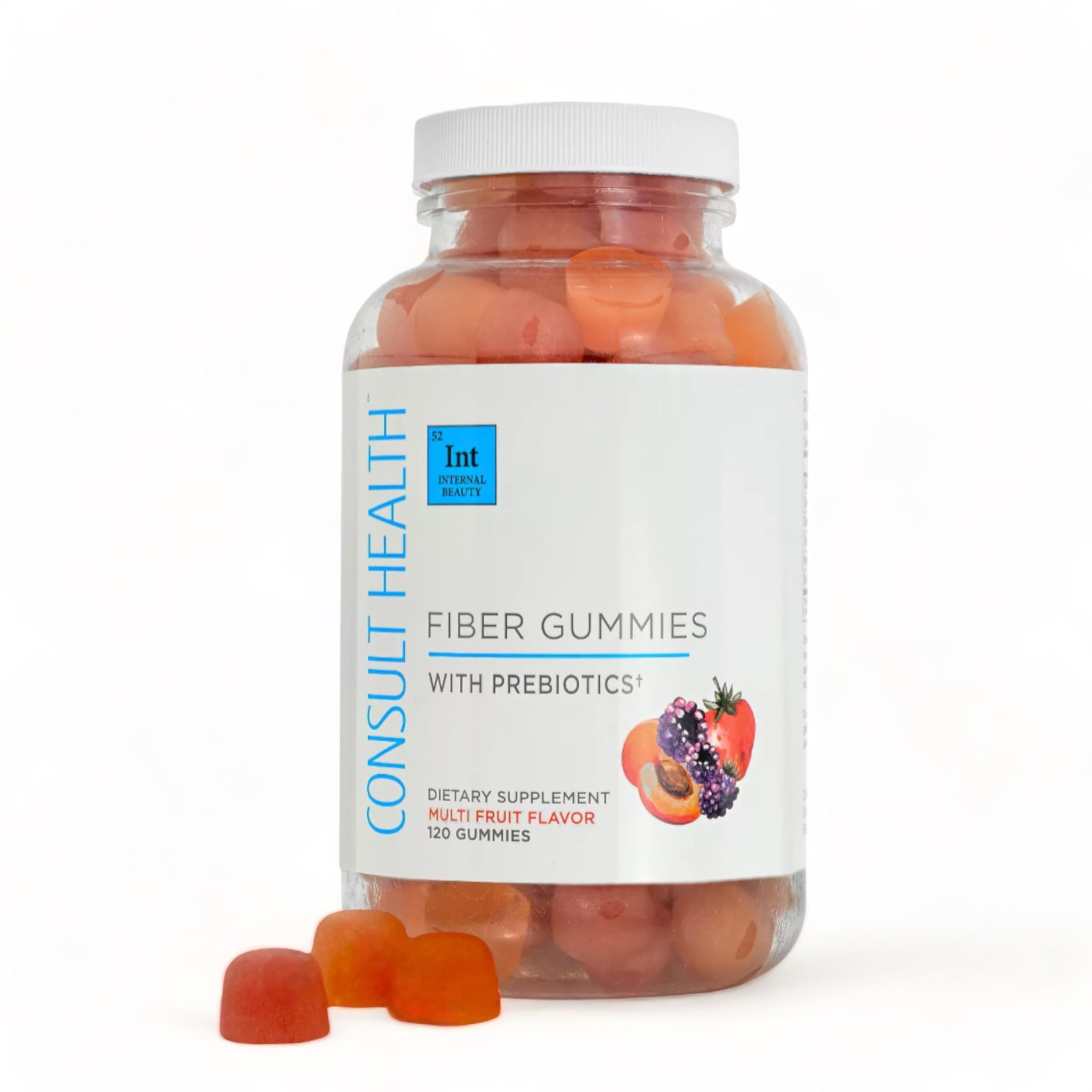 Consult Health Fiber Gummies bottle front, daily fiber option with sugar-free plant-based fiber