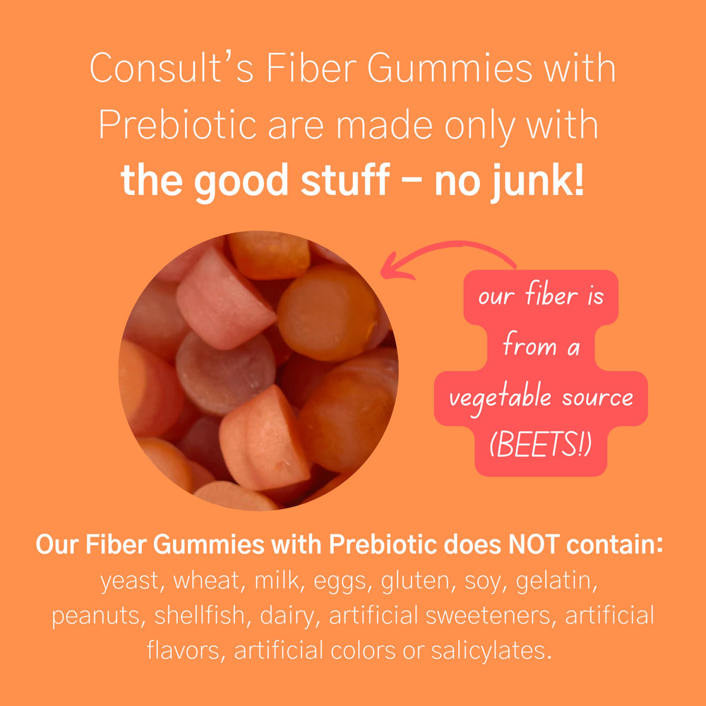 Consult Health Fiber Gummies multi-fruit flavor close-up, tasty option supporting fiber goals