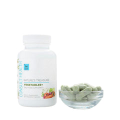 Consult Health Nature's Treasure Mega Vegetables+ bottle front for daily plant-based nutrition.