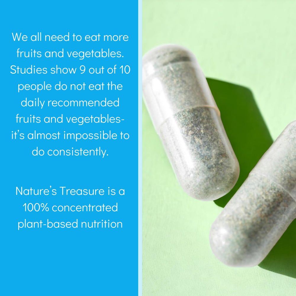 Consult Health Nature's Treasure Mega Vegetables+ scoop on kitchen counter ready for daily greens routine.