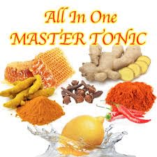 Content Household Master Tonic 64oz serving glass showing versatile daily wellness ritual
