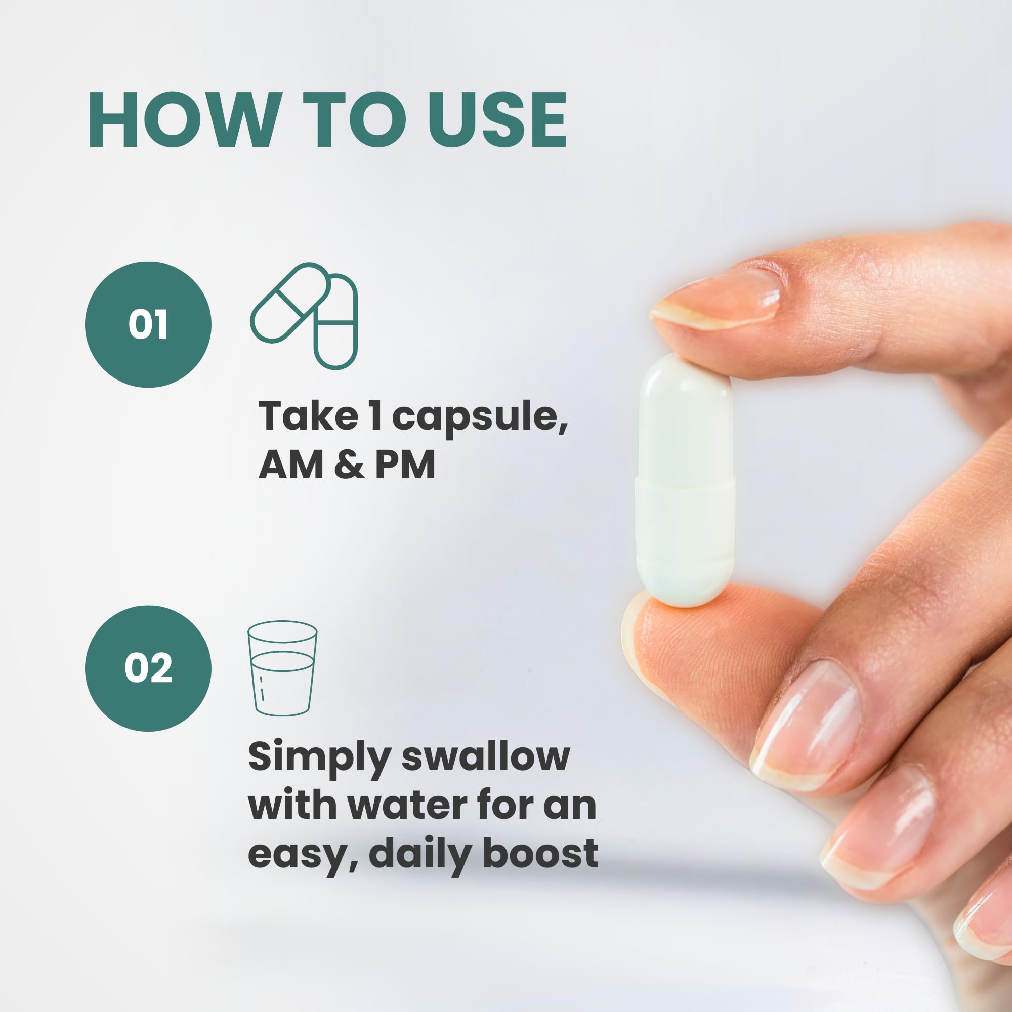 CONTINUAL - G sealed bottle with capsules for on-the-go daily use.