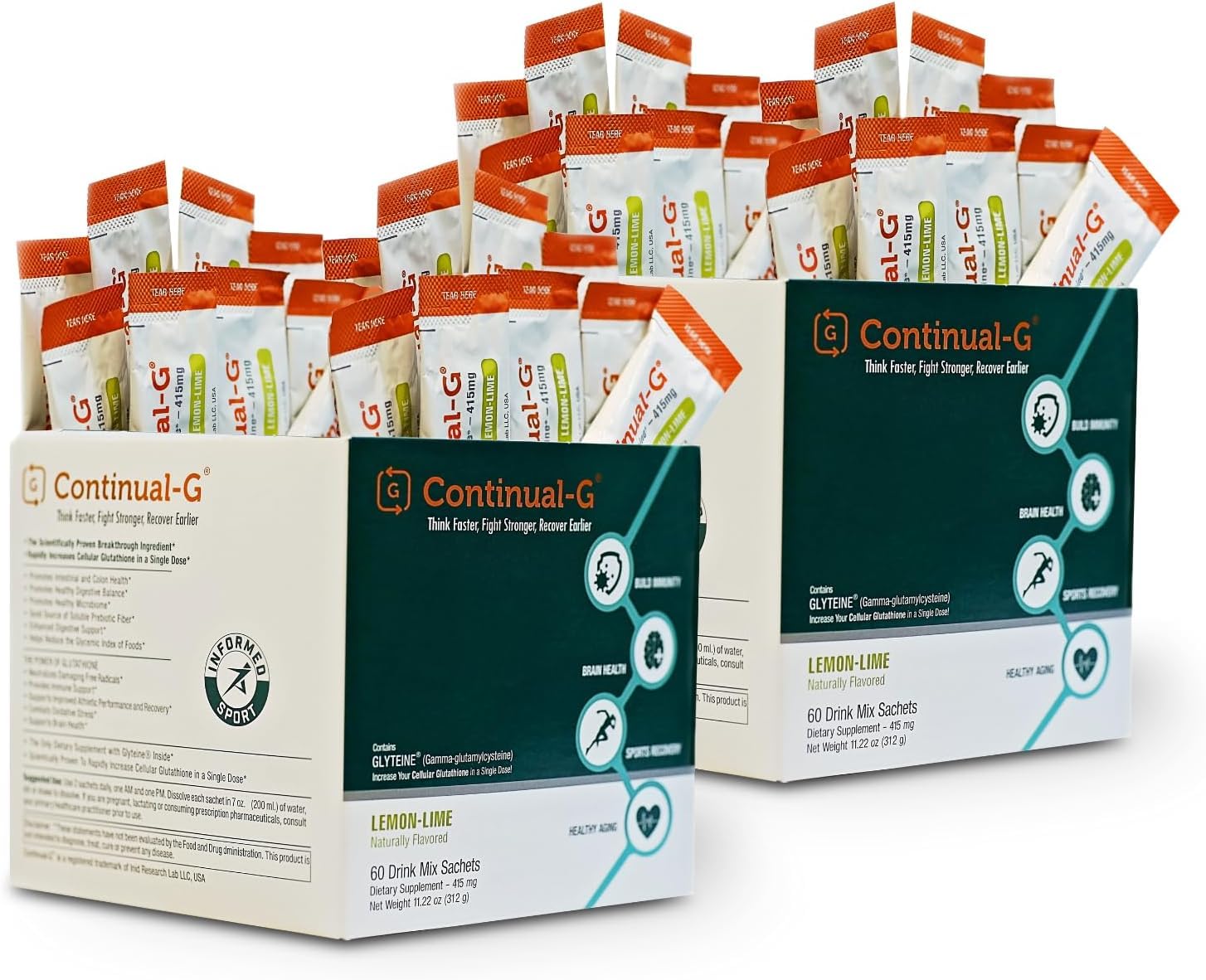 CONTINUAL-G powder bottle showing glyteine-based glutathione precursor for daily immune support