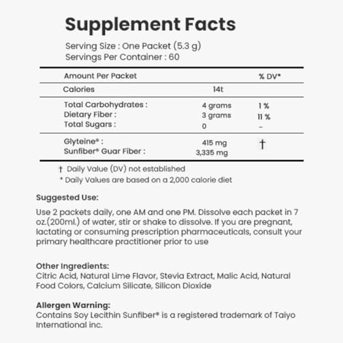 Continual-G glyteine formula packaging highlighting Sunfiber blend for fiber support