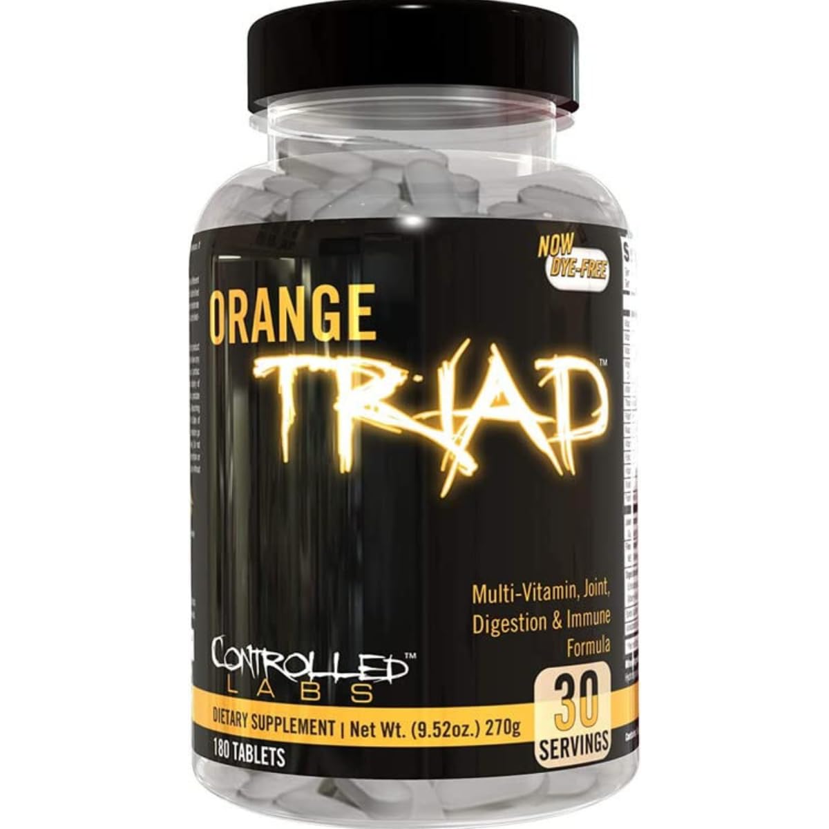 Controlled Labs Orange Triad bottle front promoting joints and immune support.