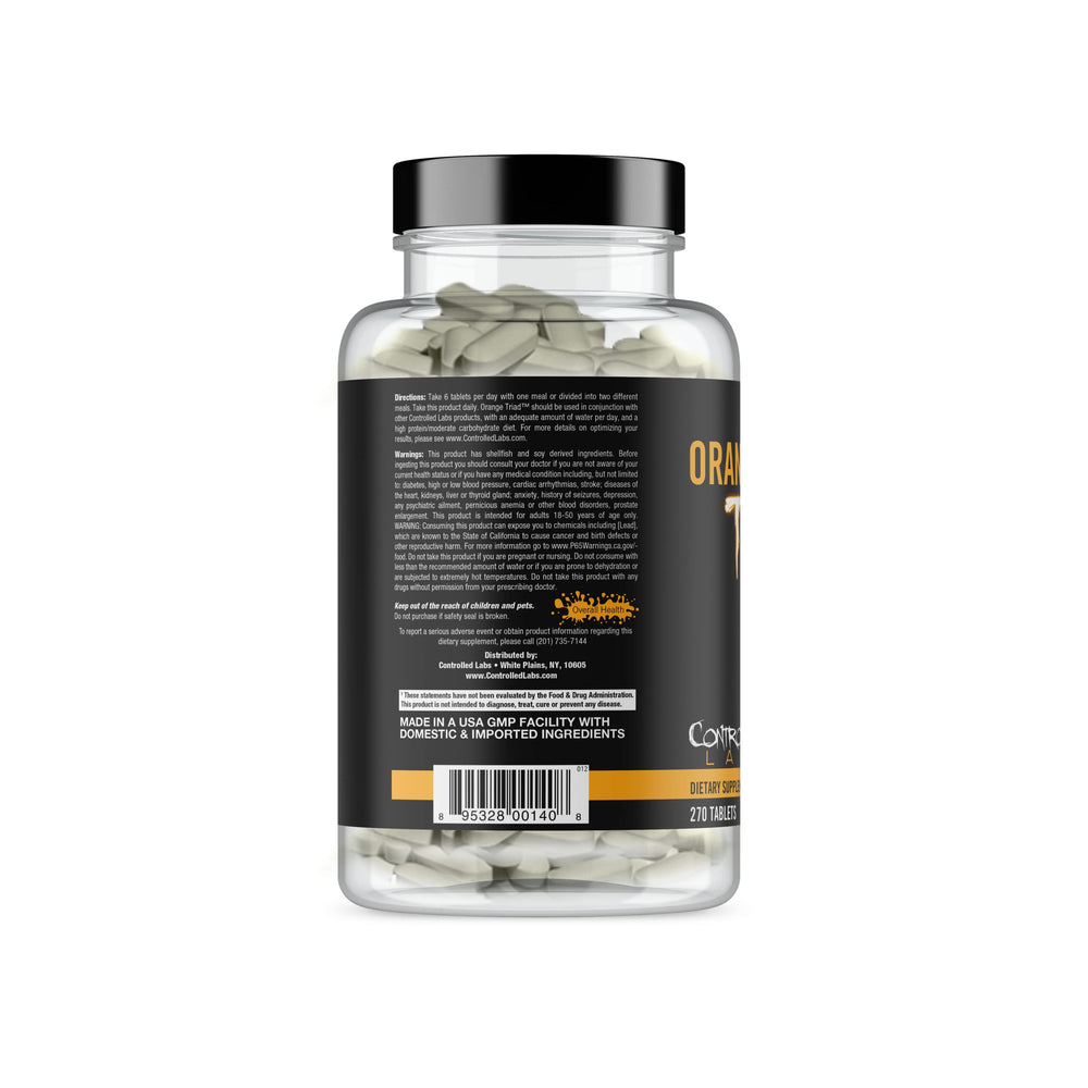 Daily-dose presentation with Orange Triad tablets ready for a routine.
