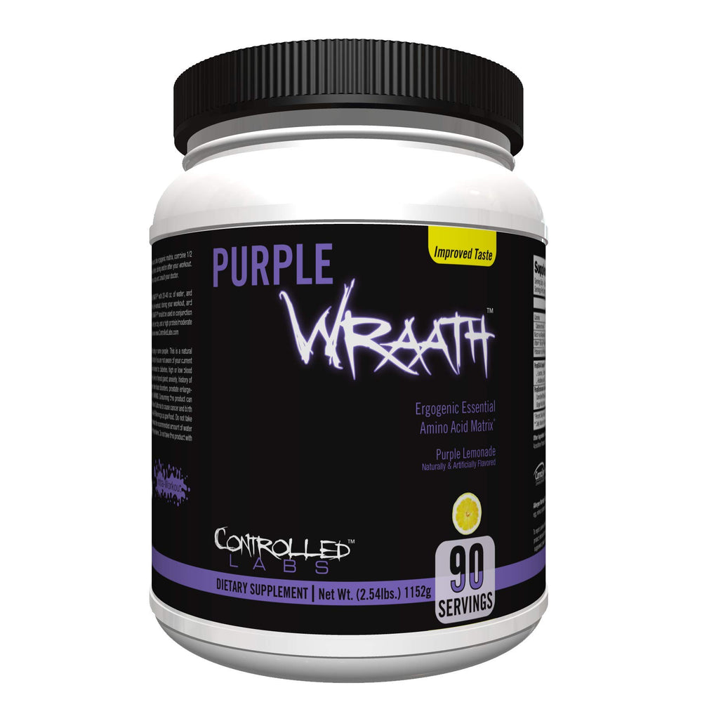 Controlled Labs Purple Wraath lemonade bottle showing intra-workout endurance support.