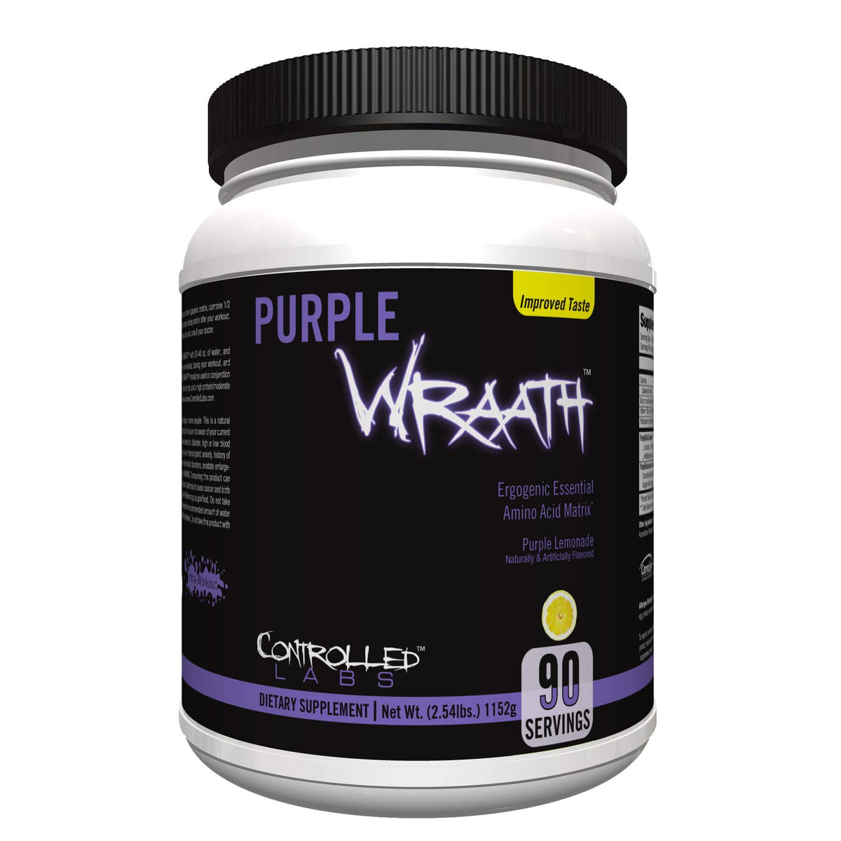 Controlled Labs Purple Wraath lemonade bottle showing intra-workout endurance support.