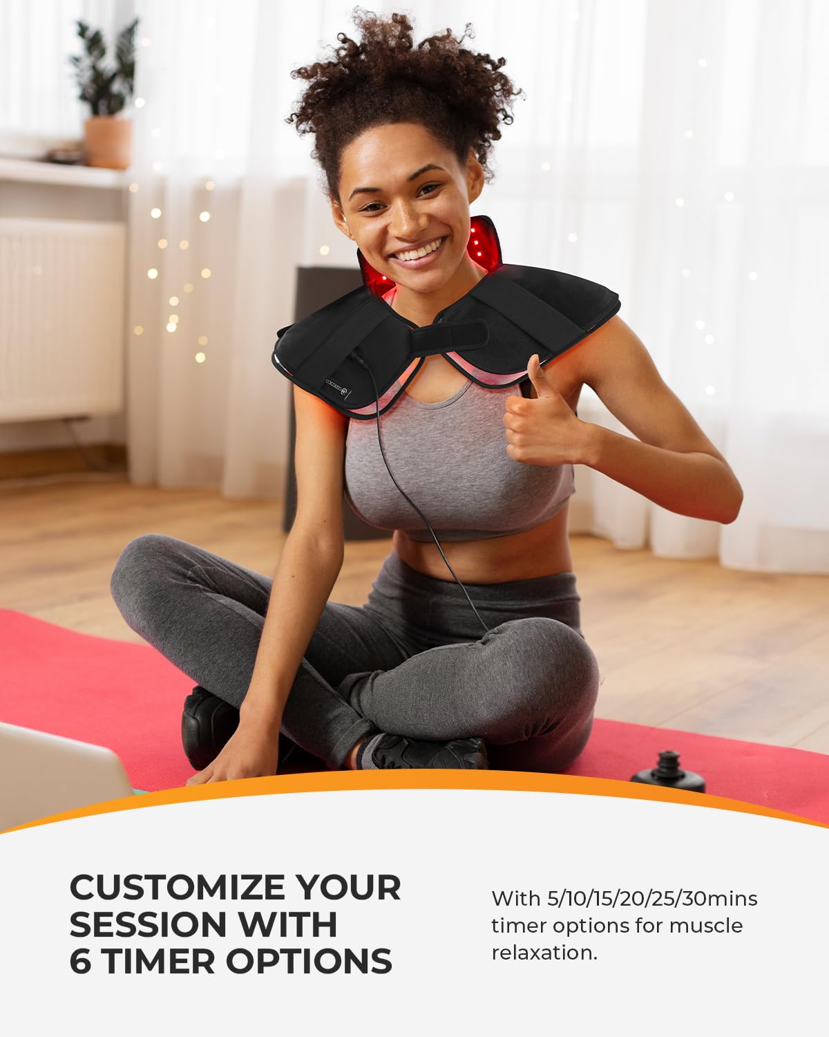 CooCoCo pad targets shoulders with gentle heat and relaxed comfort.