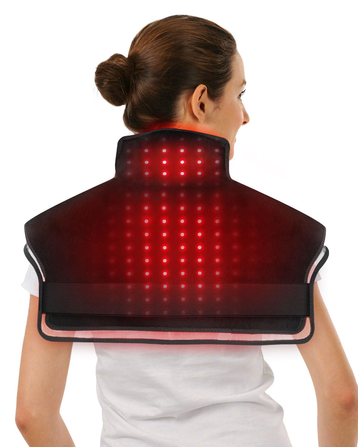 CooCoCo red light therapy pad focused on the neck for soothing warmth and relief.