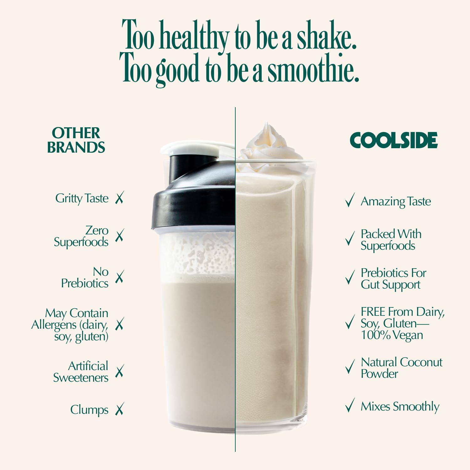 Green smoothie with Coolside Vanilla protein and leafy greens
