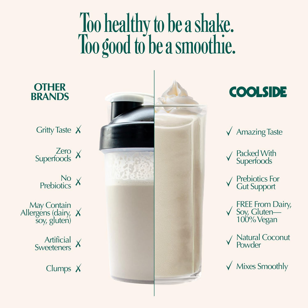 Green smoothie with Coolside Vanilla protein and leafy greens