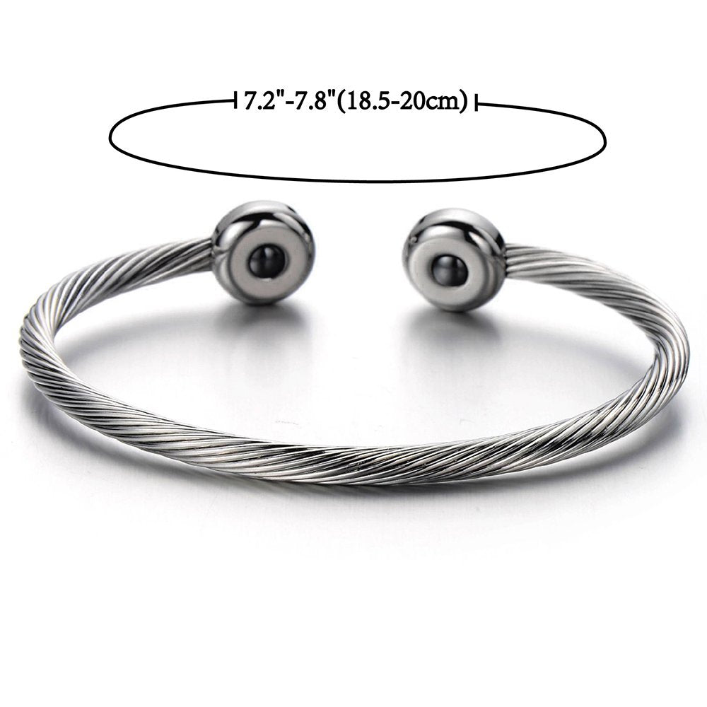 COOLSTEELANDBEYOND black-silver magnetic bracelet polished look